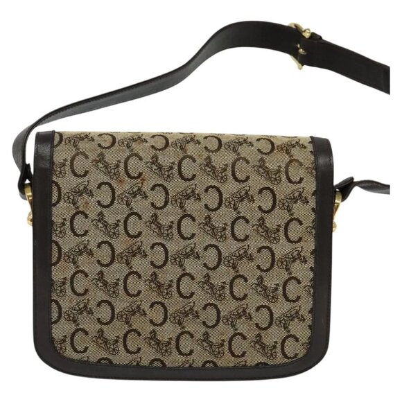 CELINE C Sulky Shoulder Bag Canvas Brown gold Auth - Picture 6 of 15